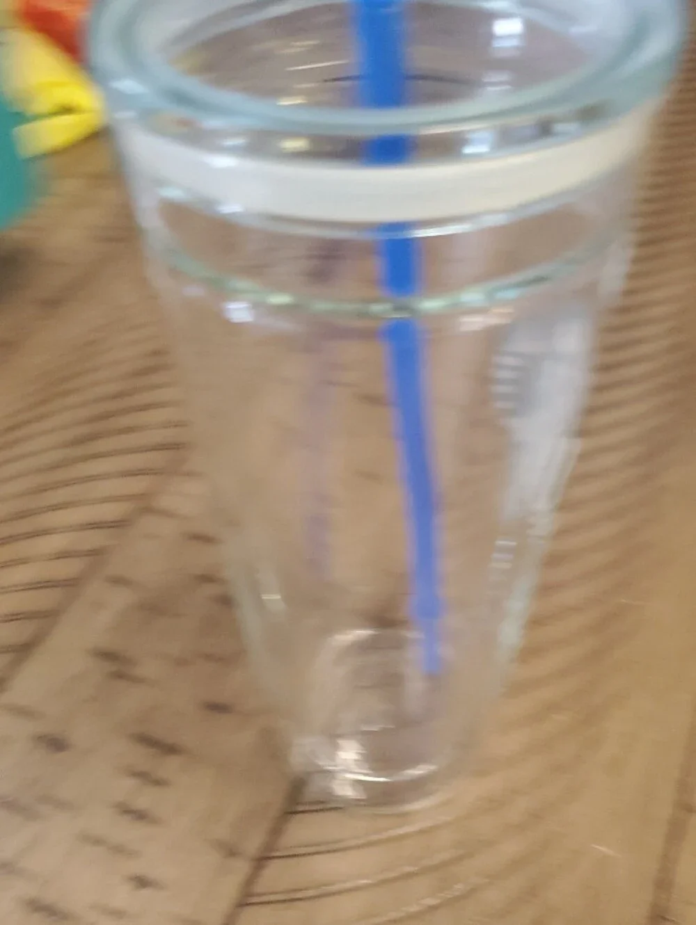 Starbucks Clear Tumbler with Green Logo and Blue Straw